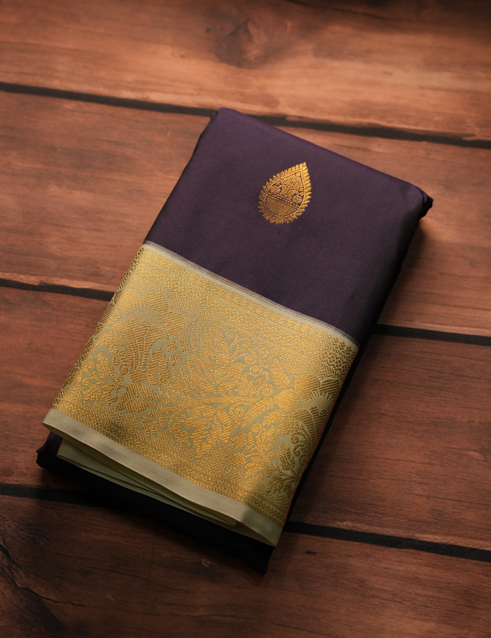Royal Plum Blue Soft Semi Silk Kanjivaram Saree with Rich Half White Korvai Zari Border