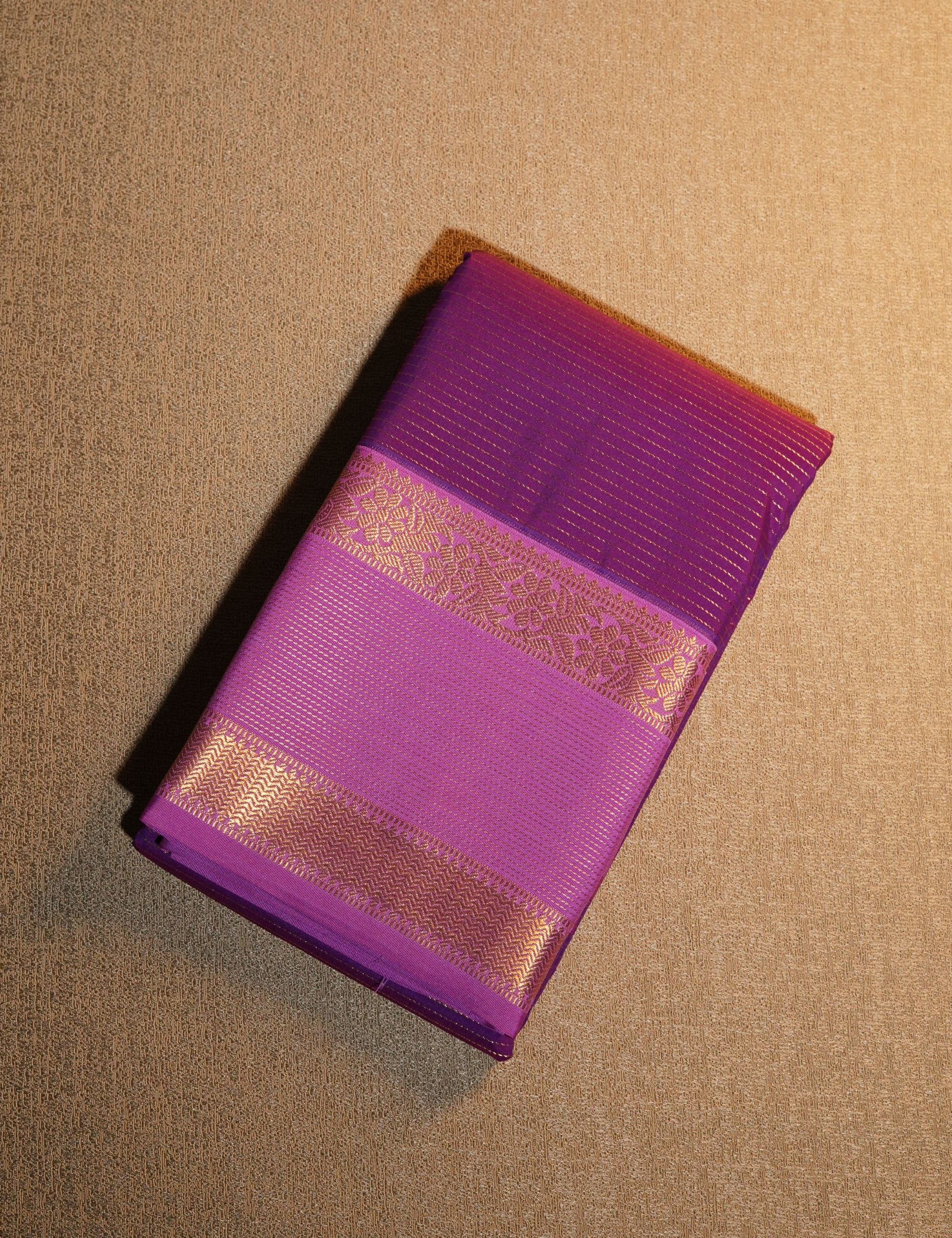 Violet Semi Silk Soft Kanjivaram Saree with Lavender Retta Pettu Border