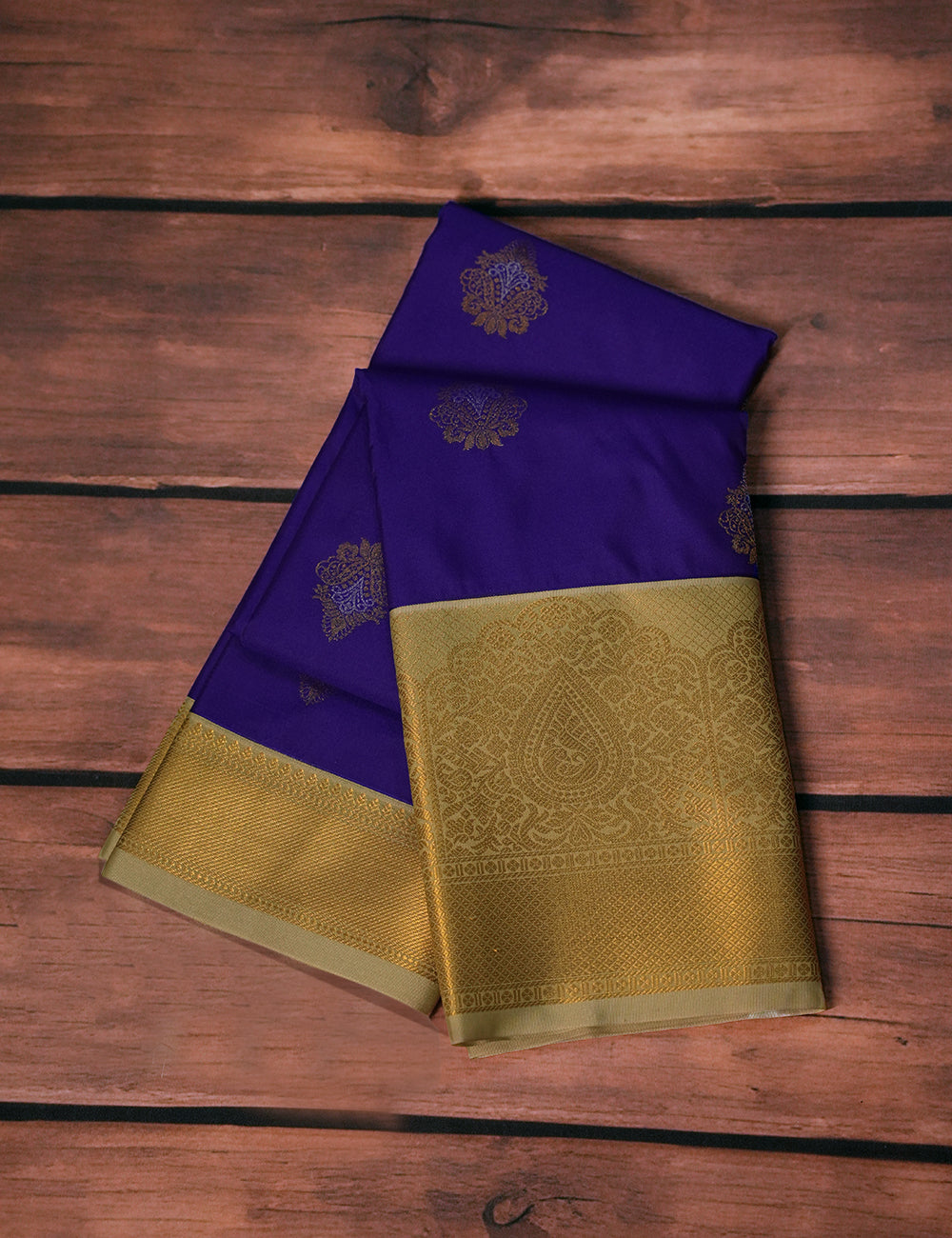 Royal Blue Soft Semi Silk Kanjivaram Saree With Half White Korvai Zari Border