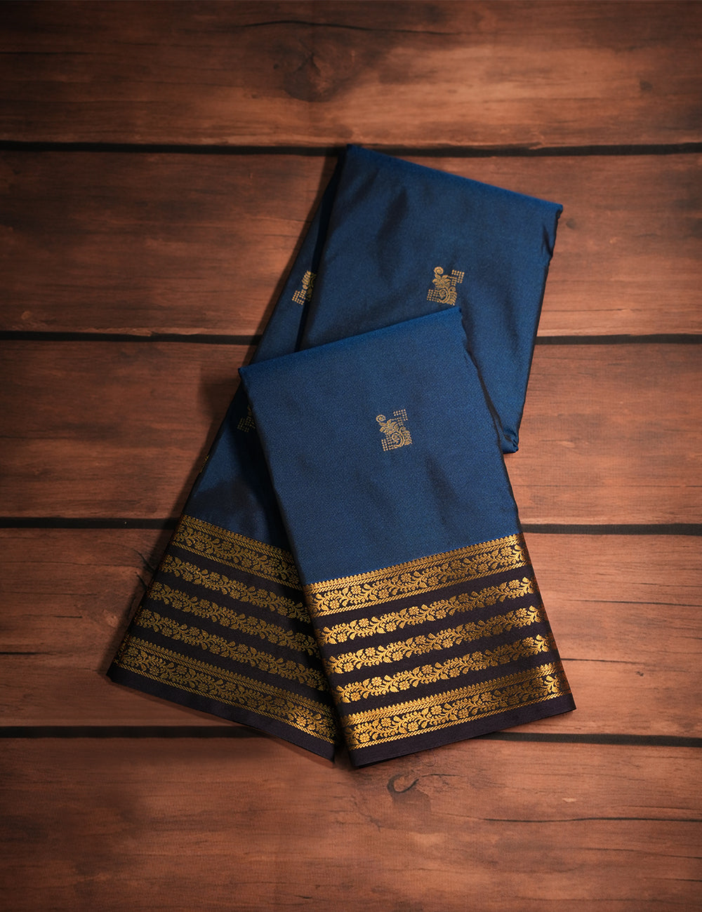 Royal Blue Soft Semi Silk Kanjivaram Saree with Rich Navy Zari Border