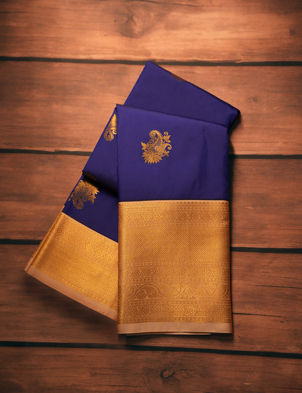 Royal Blue Soft Semi Silk Kanjivaram Saree with Elegant Pink Korvai Zari Border