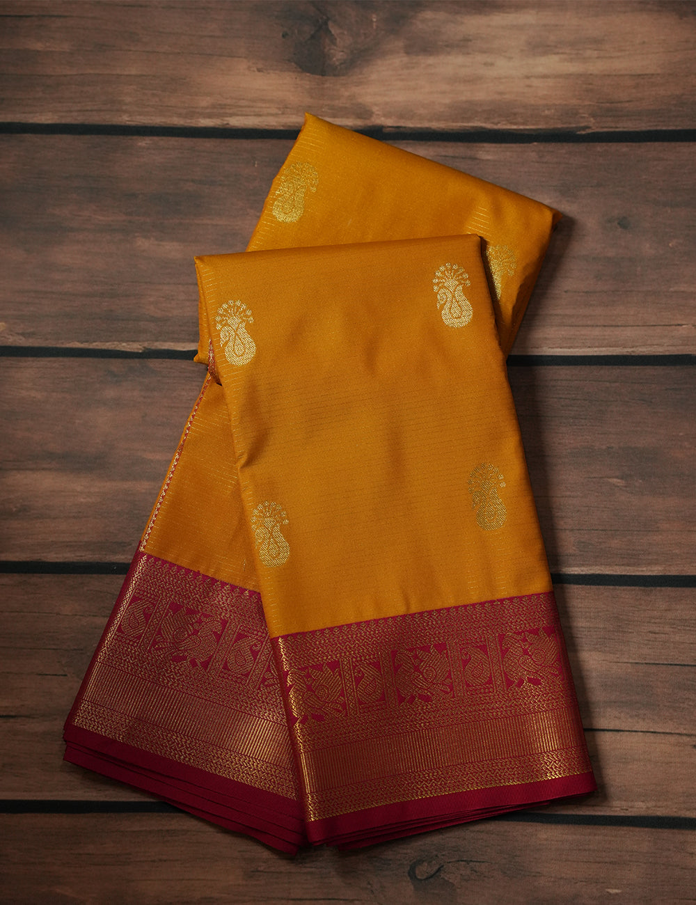Yellow Soft Semi Silk Kanjivaram Saree With Elegant Rose Korvai Zari Border