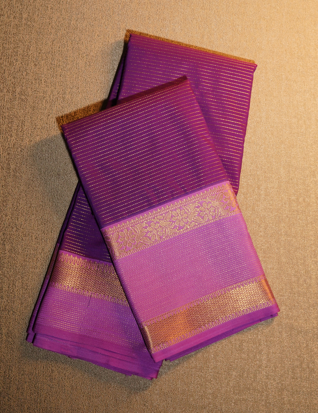 Violet Semi Silk Soft Kanjivaram Saree with Lavender Retta Pettu Border