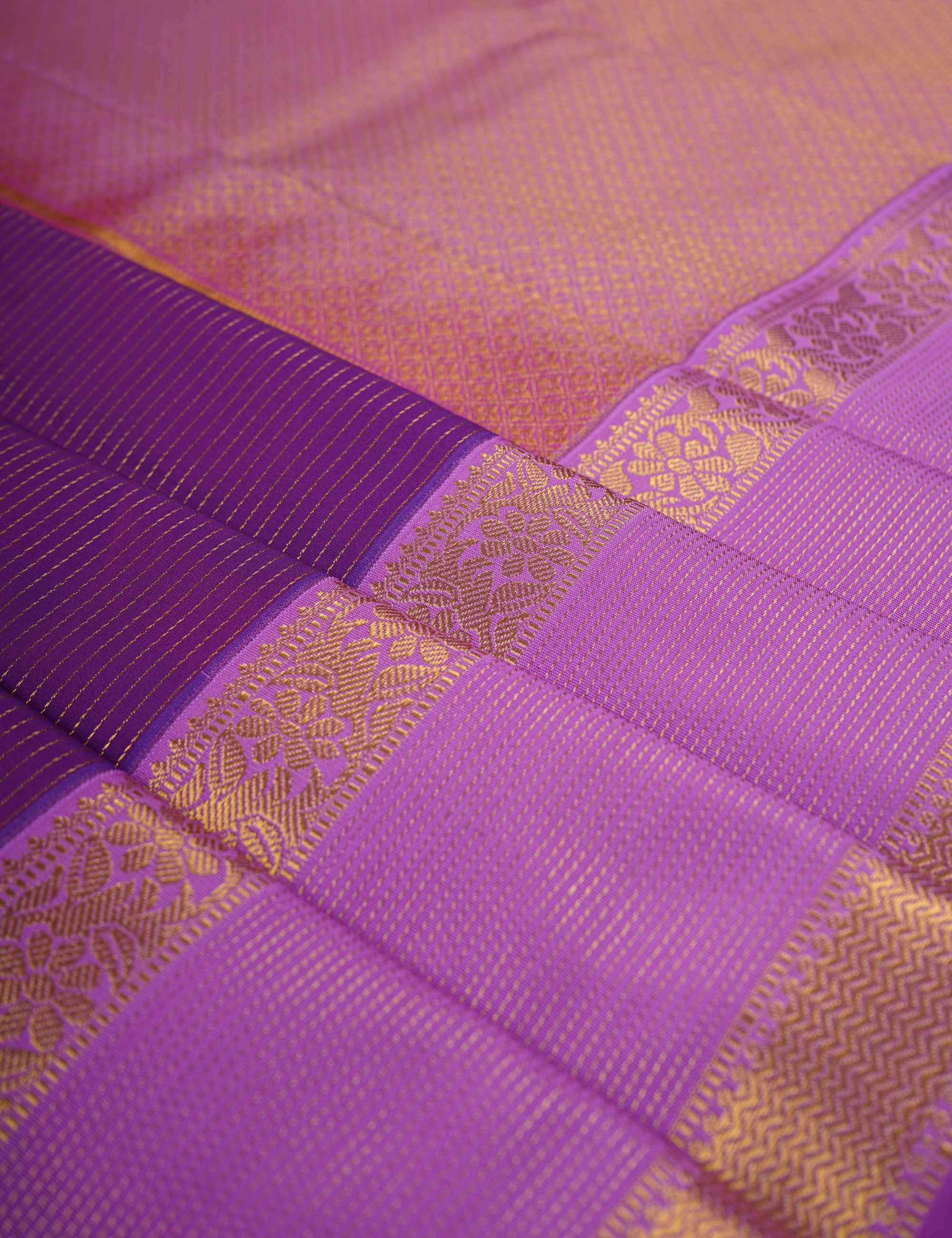Violet Semi Silk Soft Kanjivaram Saree with Lavender Retta Pettu Border