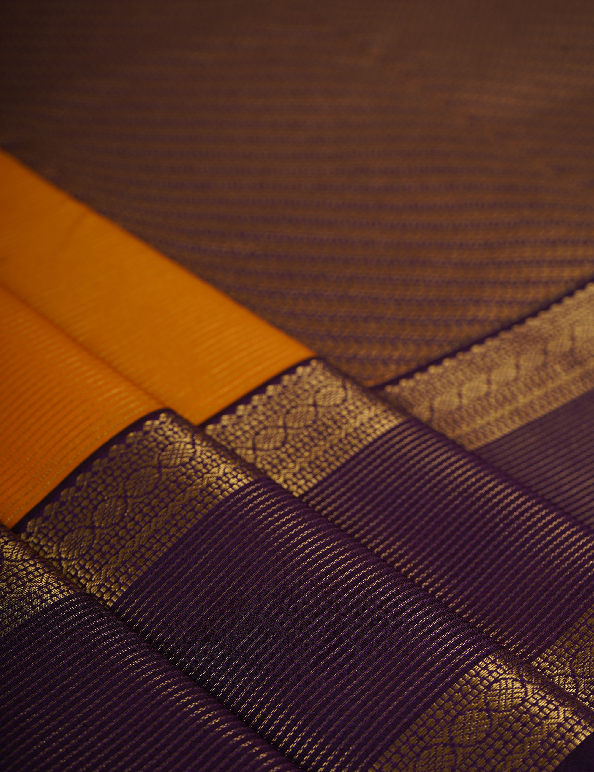 Mustard Yellow Soft Semi Silk Kanjivaram Saree with Brown Rette Pettu Zari Border