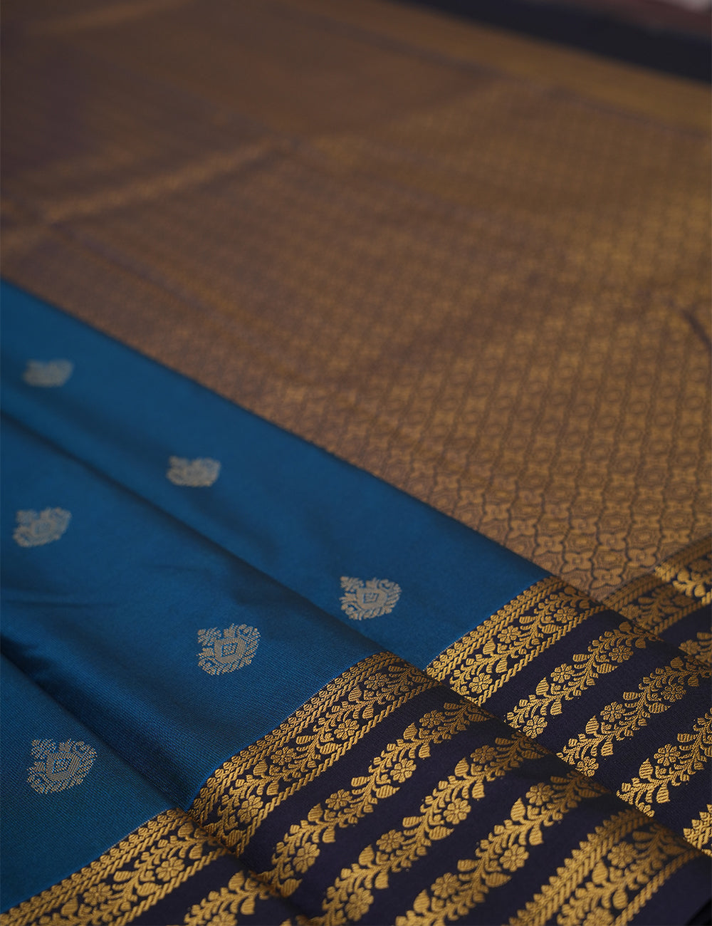Royal Blue Soft Semi Silk Kanjivaram Saree with Rich Navy Zari Border