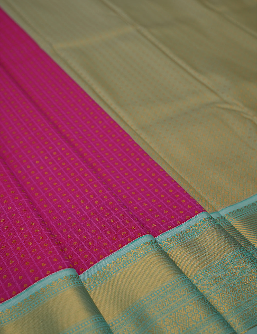 Rani Rose Soft Semi Silk Kanjivaram Saree with Elegant Blue Korvai Zari Border