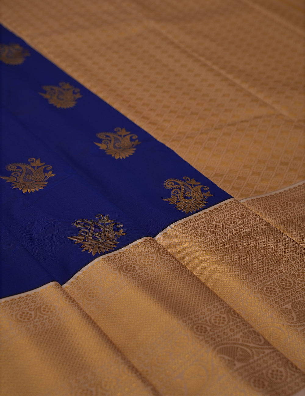 Royal Blue Soft Semi Silk Kanjivaram Saree with Elegant Pink Korvai Zari Border