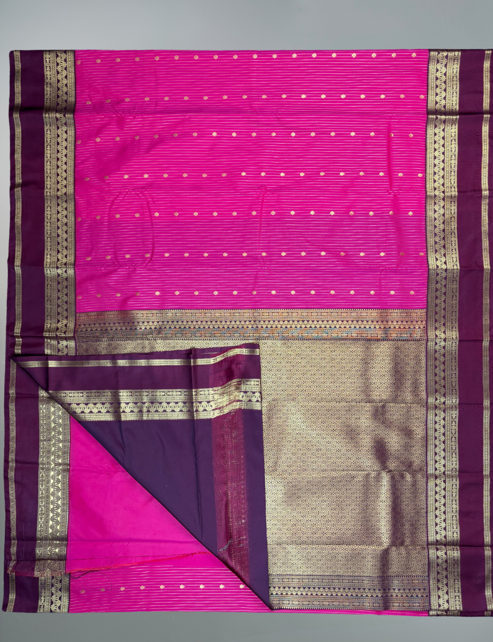 Rani Rose Soft Semi Silk Kanjivaram Saree with Maroon Korvai Border