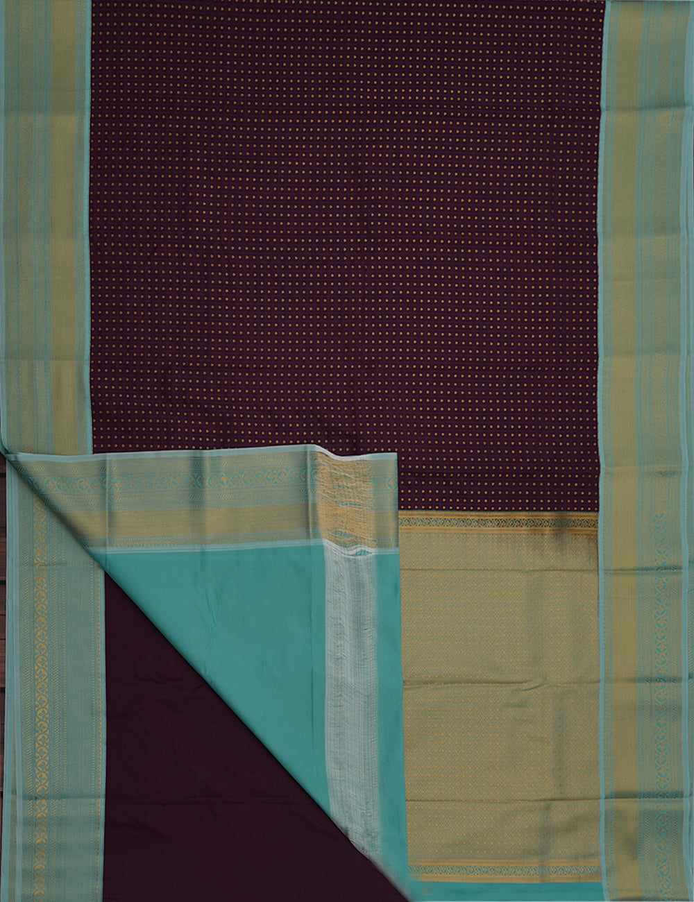 Deep Purple Soft Semi Silk Kanjivaram Saree with Pastel Blue Korvai Zari Border