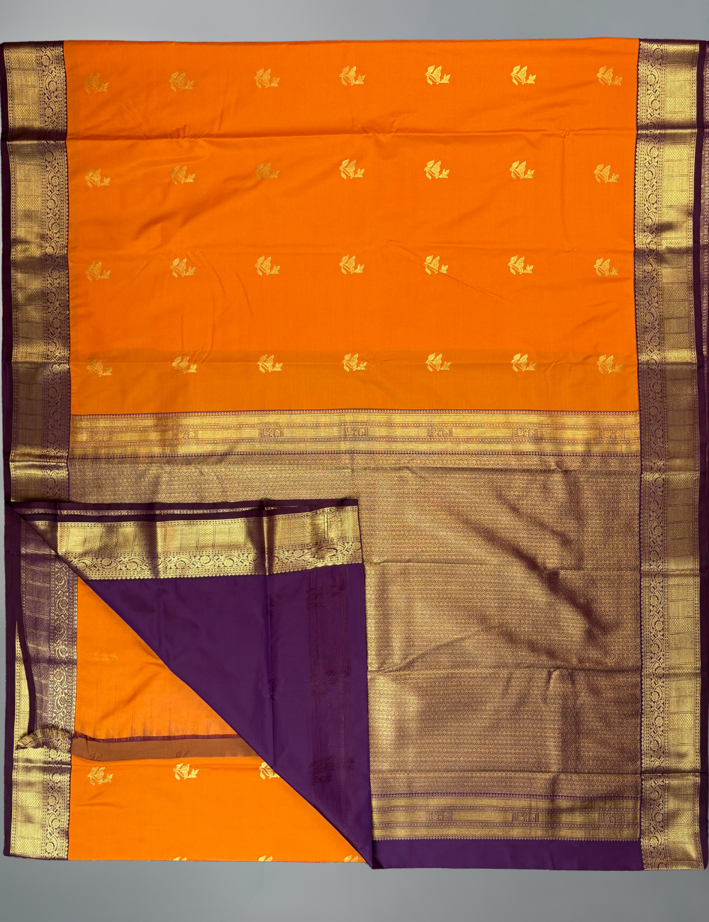 Bright Mango Yellow Soft Semi Silk Kanjivaram Saree with Brown Border
