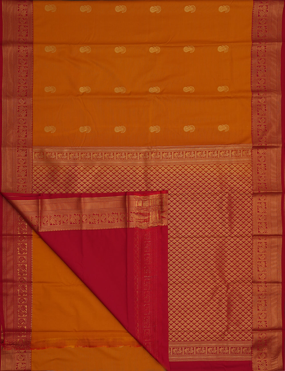 Yellow Soft Semi Silk Kanjivaram Saree With Elegant Rose Korvai Zari Border