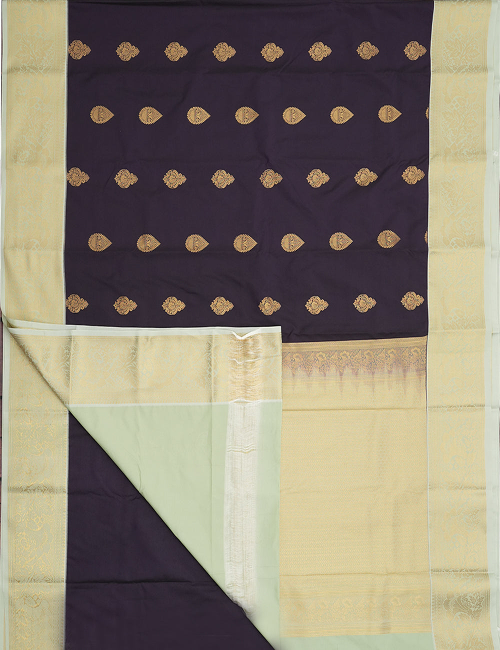 Royal Plum Blue Soft Semi Silk Kanjivaram Saree with Rich Half White Korvai Zari Border