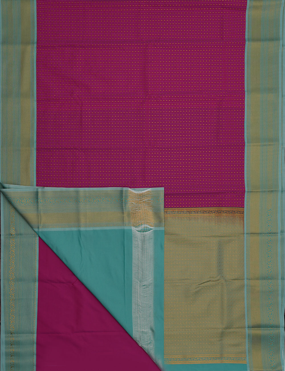 Rani Rose Soft Semi Silk Kanjivaram Saree with Elegant Blue Korvai Zari Border