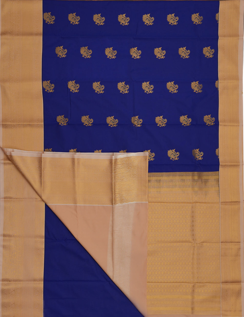 Royal Blue Soft Semi Silk Kanjivaram Saree with Elegant Pink Korvai Zari Border