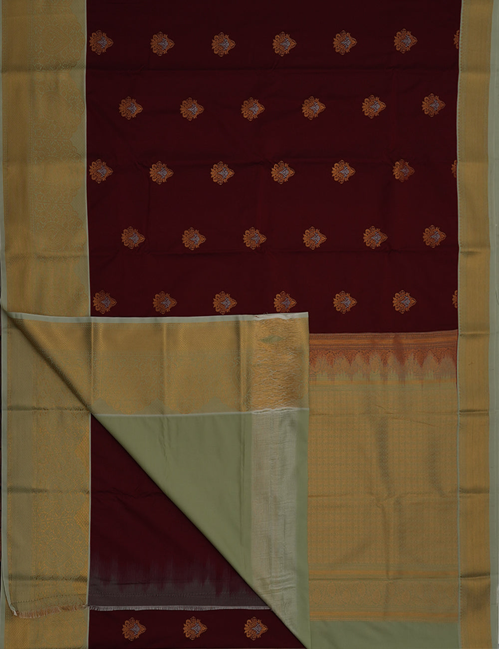 Maroon Soft Semi Silk Kanjivaram Saree with Rich Half White Korvai Zari Border