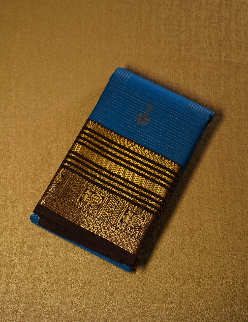 Royal Blue Soft Semi Silk Kanjivaram Saree with Antique Gold Zari Border