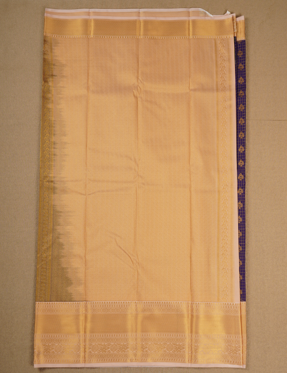 Royal Purple Soft Semi Silk Kanjivaram Saree with Rich Gold Korvai Zari Border