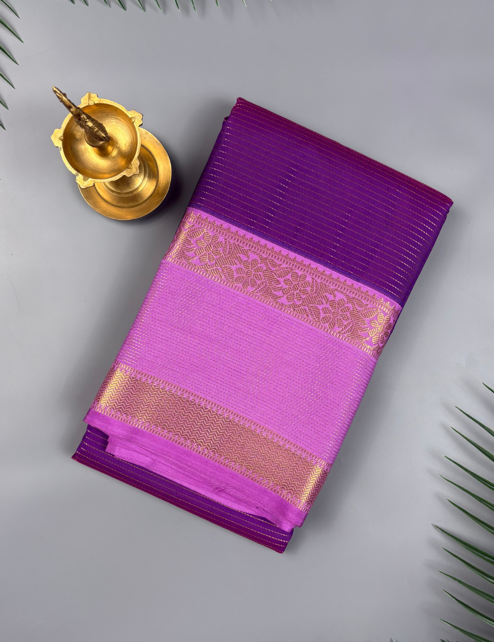 Violet  Soft Semi Silk Kanjivaram Saree with Lavender Retta Pettu Border