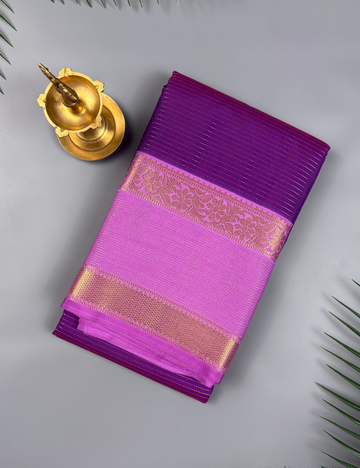 Violet  Soft Semi Silk Kanjivaram Saree with Lavender Retta Pettu Border