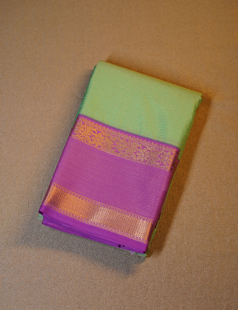 Sea Green Soft Semi Silk Kanjivaram with Lavender Retta Pettu Zari Border