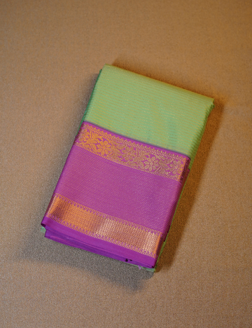 Sea Green Soft Semi Silk Kanjivaram with Lavender Retta Pettu Zari Border