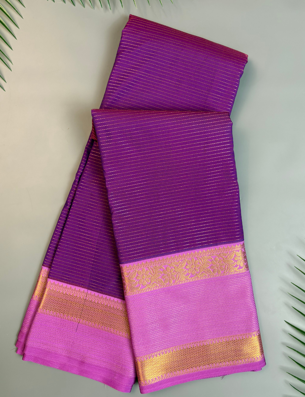 Violet  Soft Semi Silk Kanjivaram Saree with Lavender Retta Pettu Border