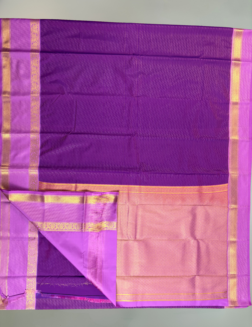 Violet  Soft Semi Silk Kanjivaram Saree with Lavender Retta Pettu Border