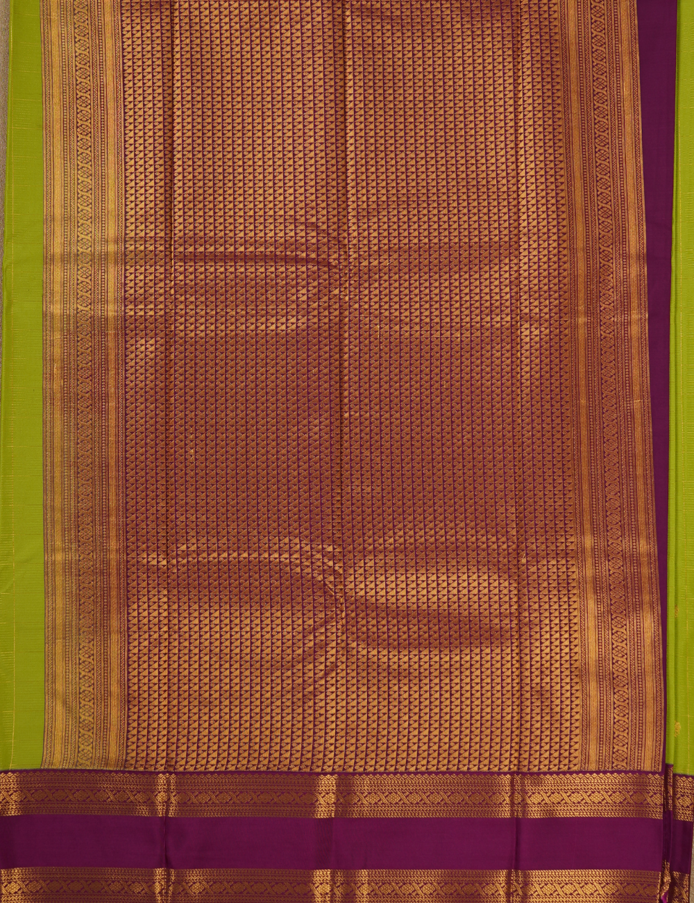 Lime Green with Magenta Soft Kanchipuram Semi Silk Saree with Zari Border