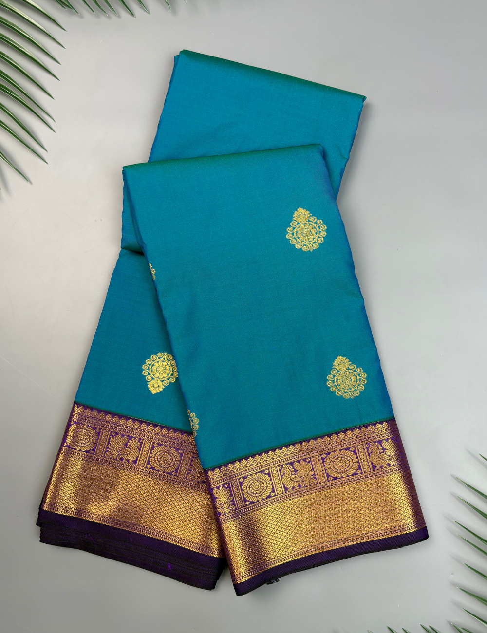 Blue Soft Semi Silk Kanjivaram Saree with Navy Blue Korvai Zari Border