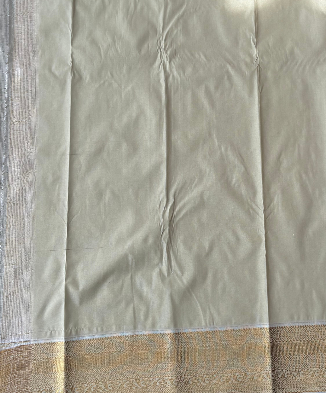 Brown Kanjivaram Semi Silk Saree with Ivory Gold Zari Border | Traditional Wedding Silk Saree