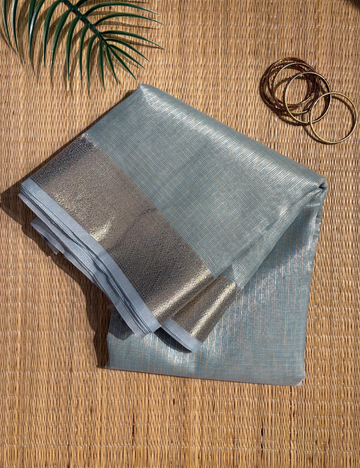 Powdered Blue Tissue Zari Kota Saree with Banarasi Style Border