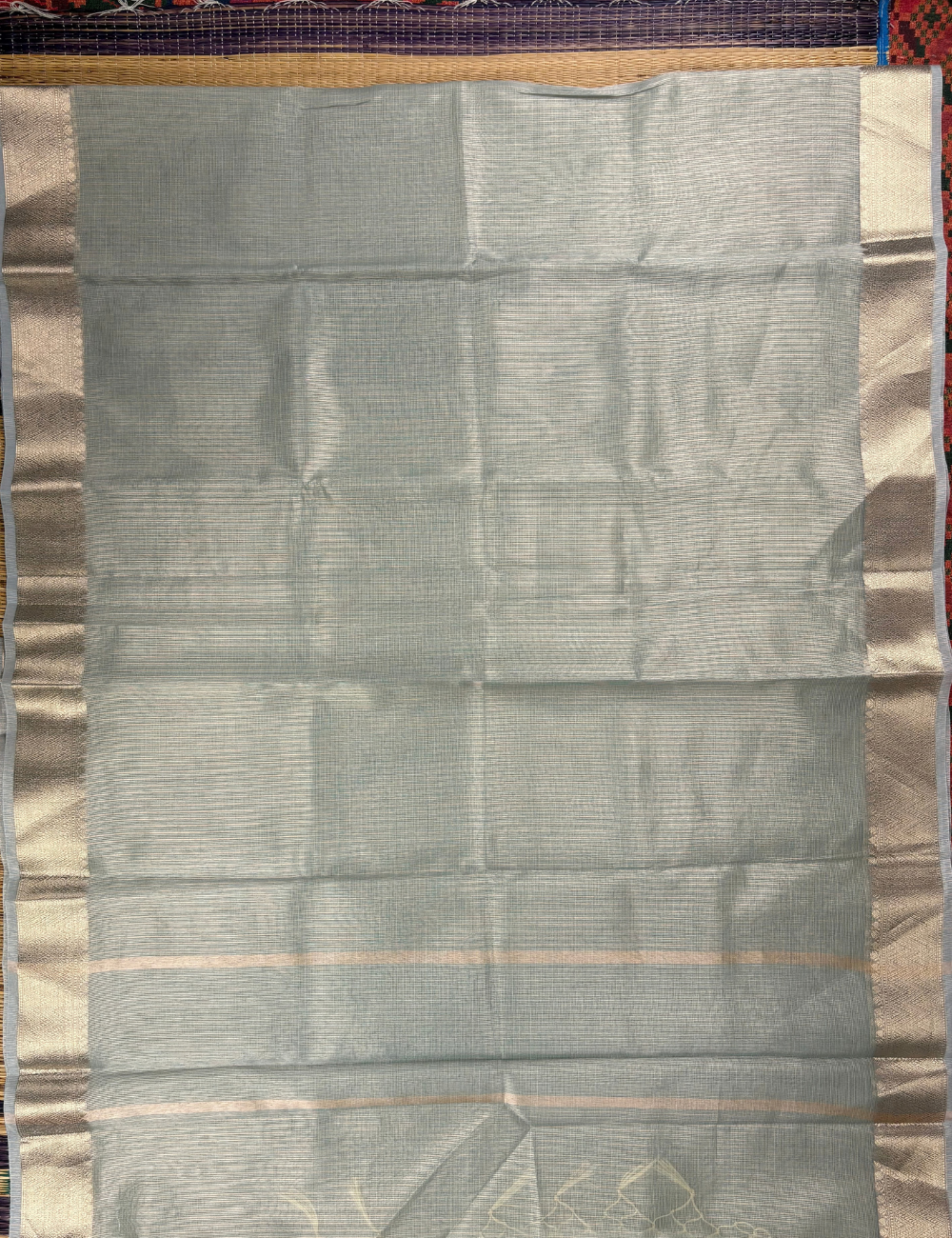 Powdered Blue Tissue Zari Kota Saree with Banarasi Style Border