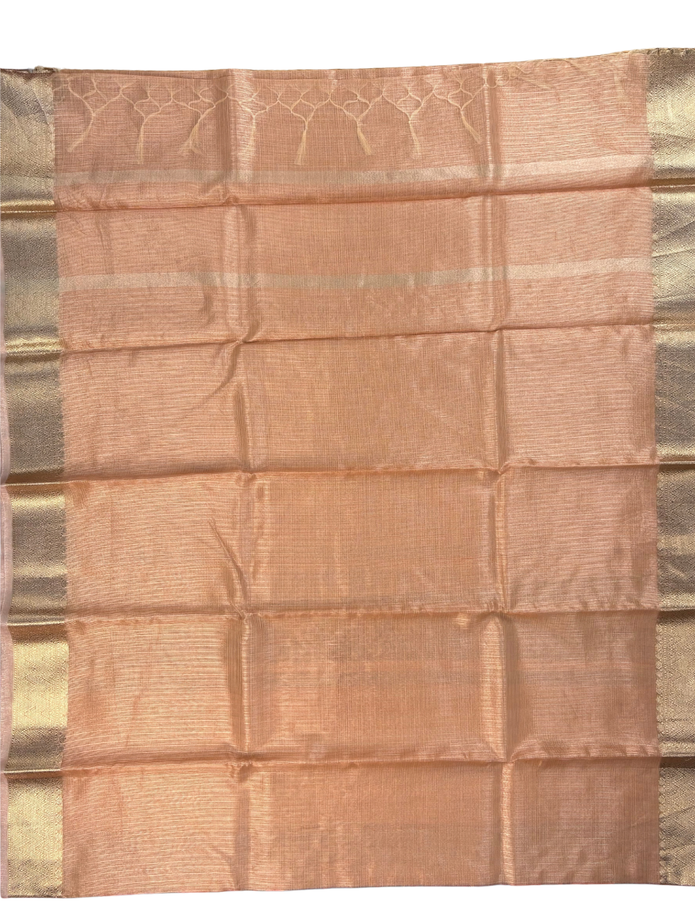 Pastel Peach Tissue Zari Kota Saree with Banarasi Style Border