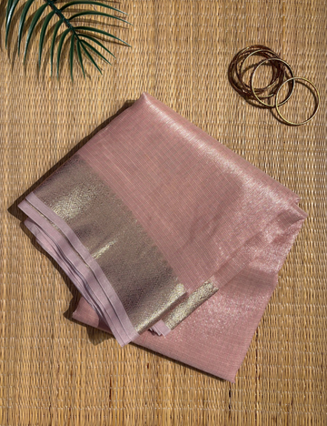 Light Rose Tissue Zari Kota Saree with Banarasi Style Border
