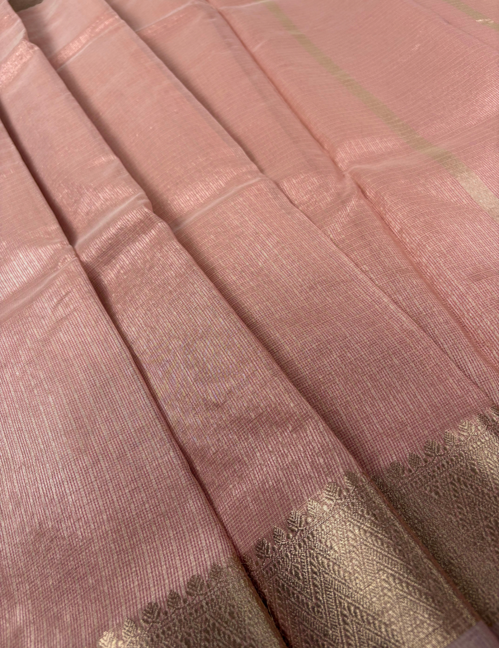 Light Rose Tissue Zari Kota Saree with Banarasi Style Border