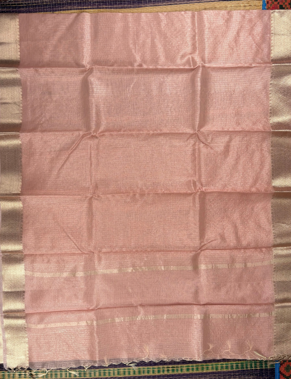 Light Rose Tissue Zari Kota Saree with Banarasi Style Border