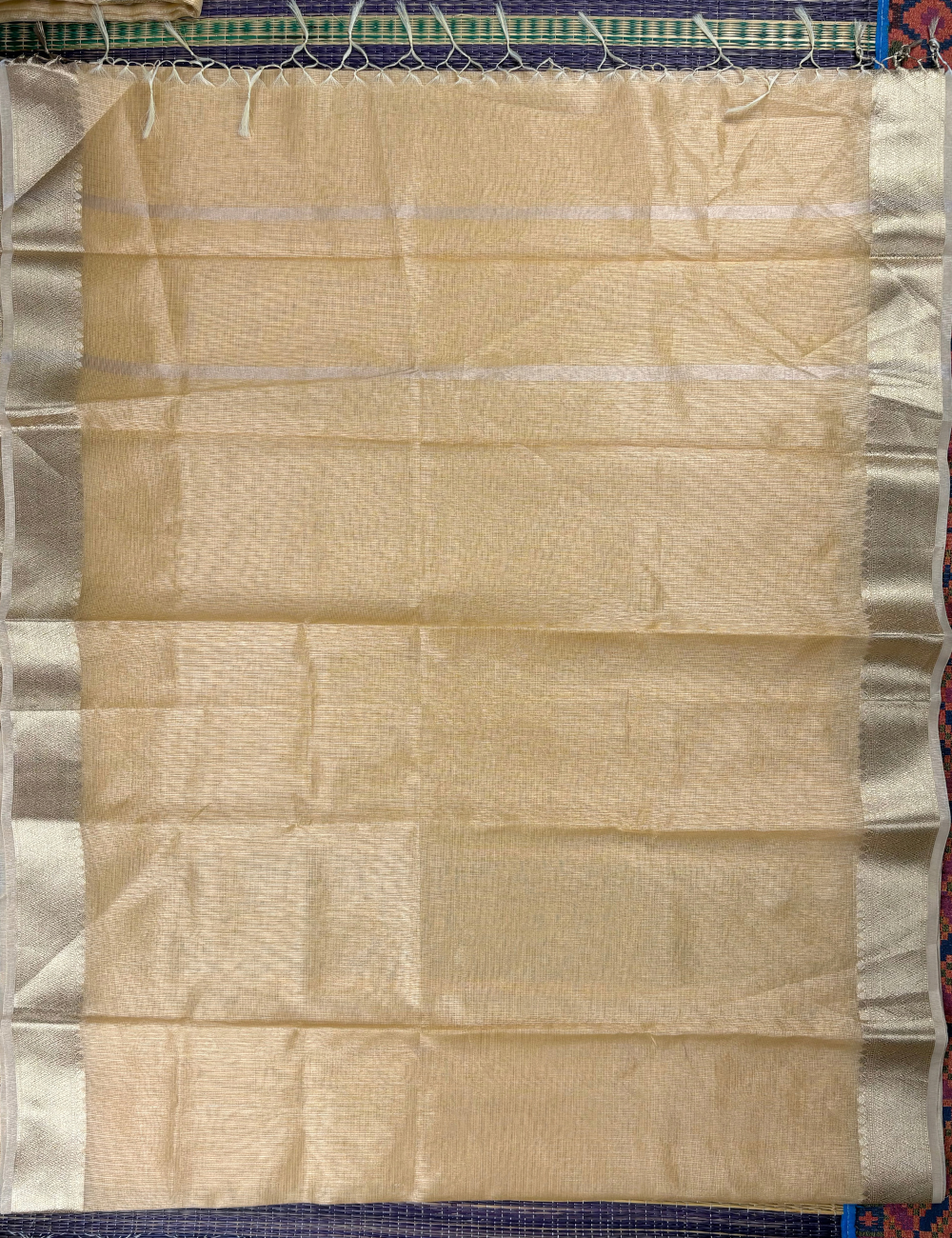 Yellow Green Tissue Kota Saree with Self-Tone Banarasi Zari Border