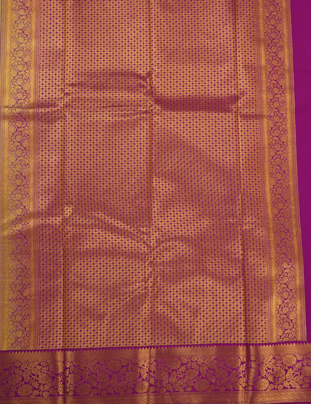 Cardamom Green Soft Kanchipuram Semi Silk Saree with Magenta Border