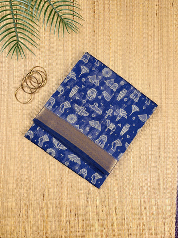 Royal Blue Aranya Heritage Cotton Saree