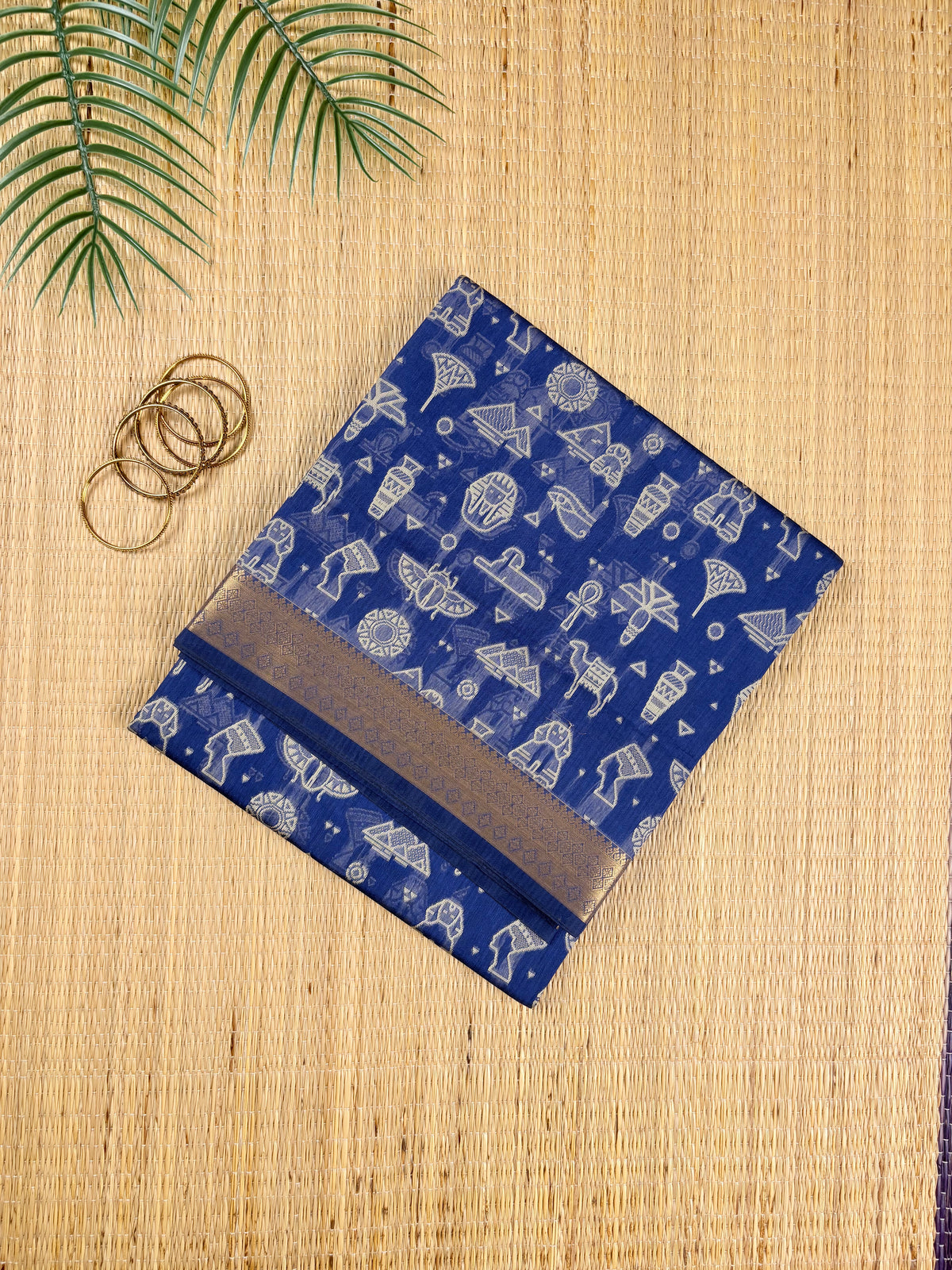 Royal Blue Aranya Heritage Cotton Saree